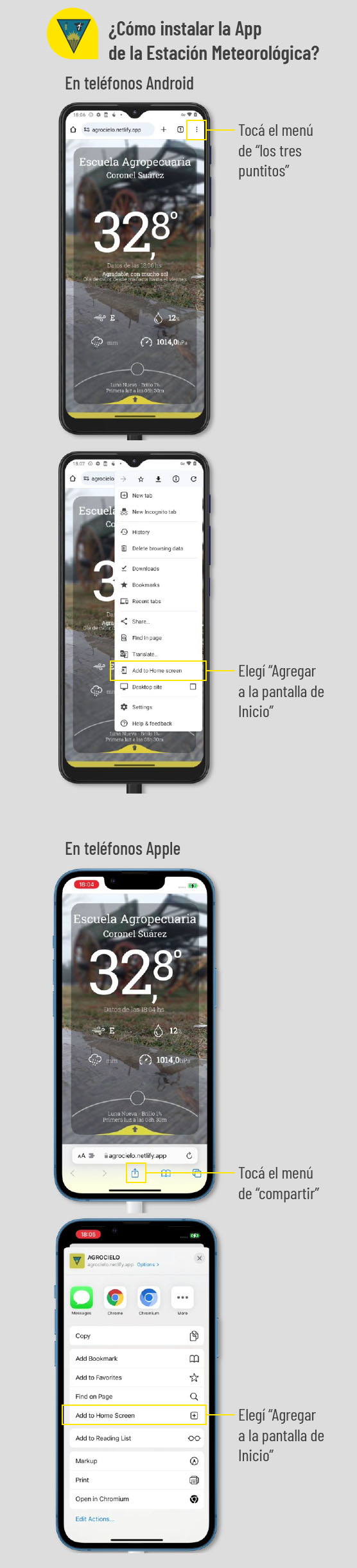 Instrucciones para instalar la aplicación de la estación meteorológica